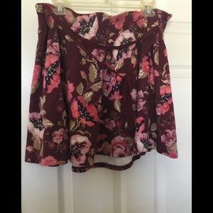 Cute Red Floral Lauren Conrad Mini Skirt L